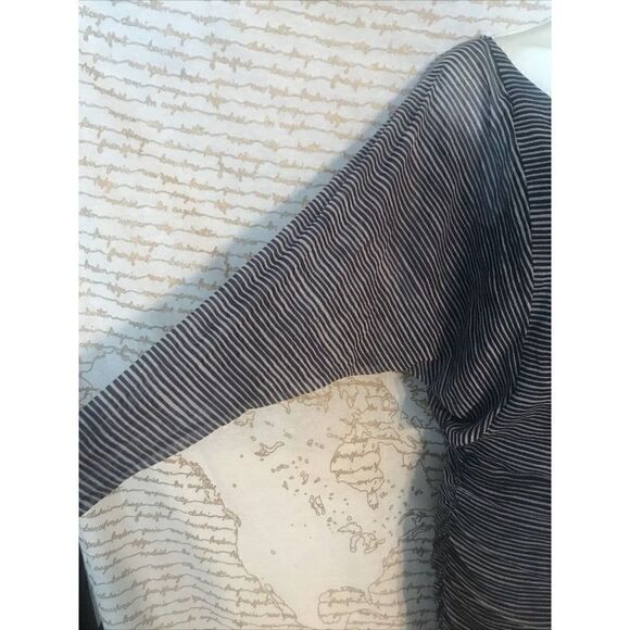 Women's Weston Wear Black Grey Striped Ruched Midi Dress sz Small.   Z - Picture 3 of 10